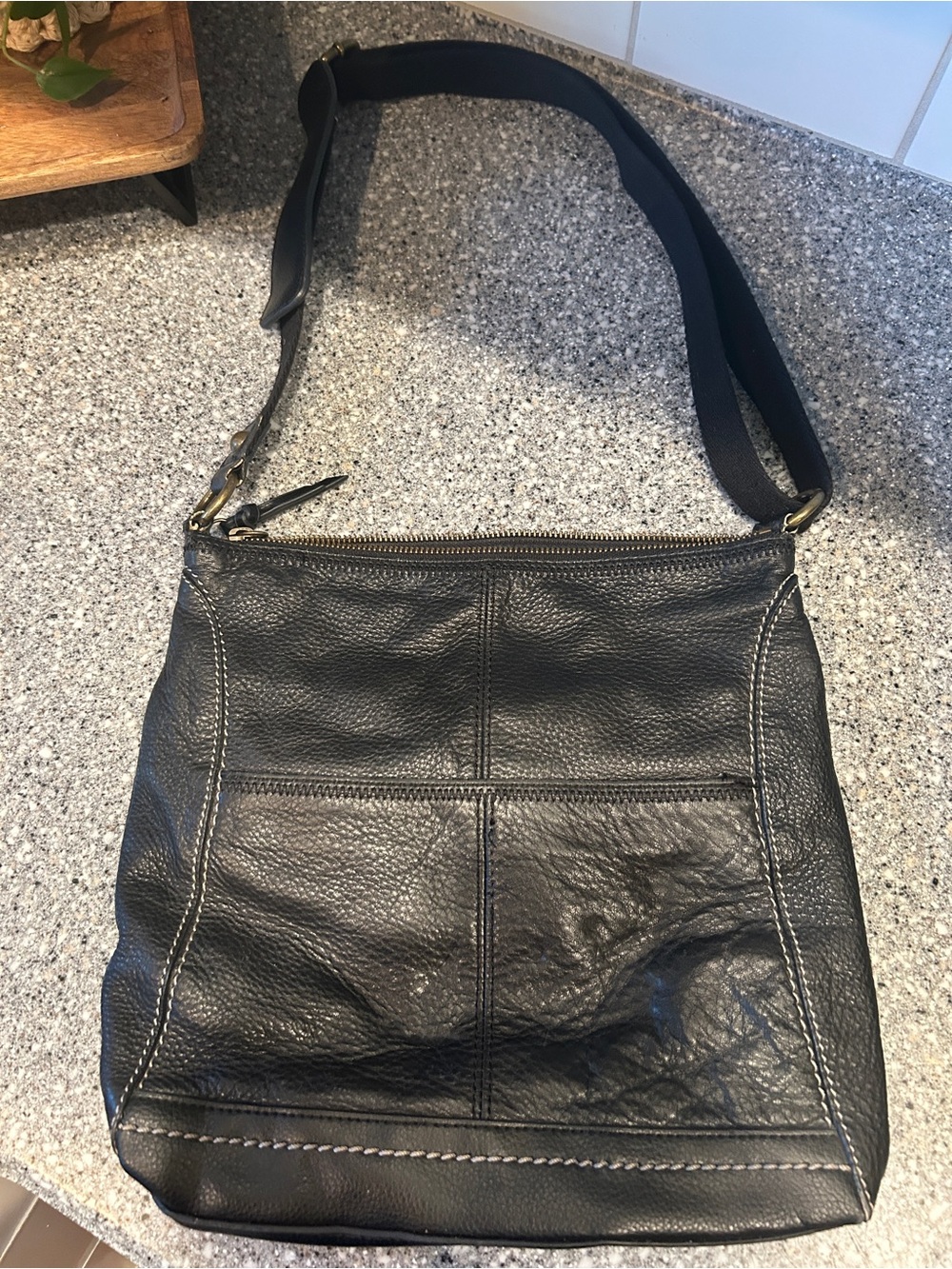 The Sak Black Leather Crossbody Bag - Classic Women's Shoulder Bag